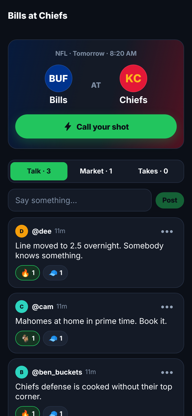 Game screen with lines and the live thread